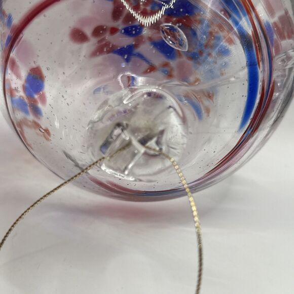 Hanging Glass Ball 5” Diameter 4th of July Witch Ball Red & Blue - Picture 7 of 7
